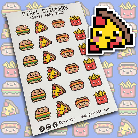 PIXEL KAWAII FAST FOOD STICKER SHEET