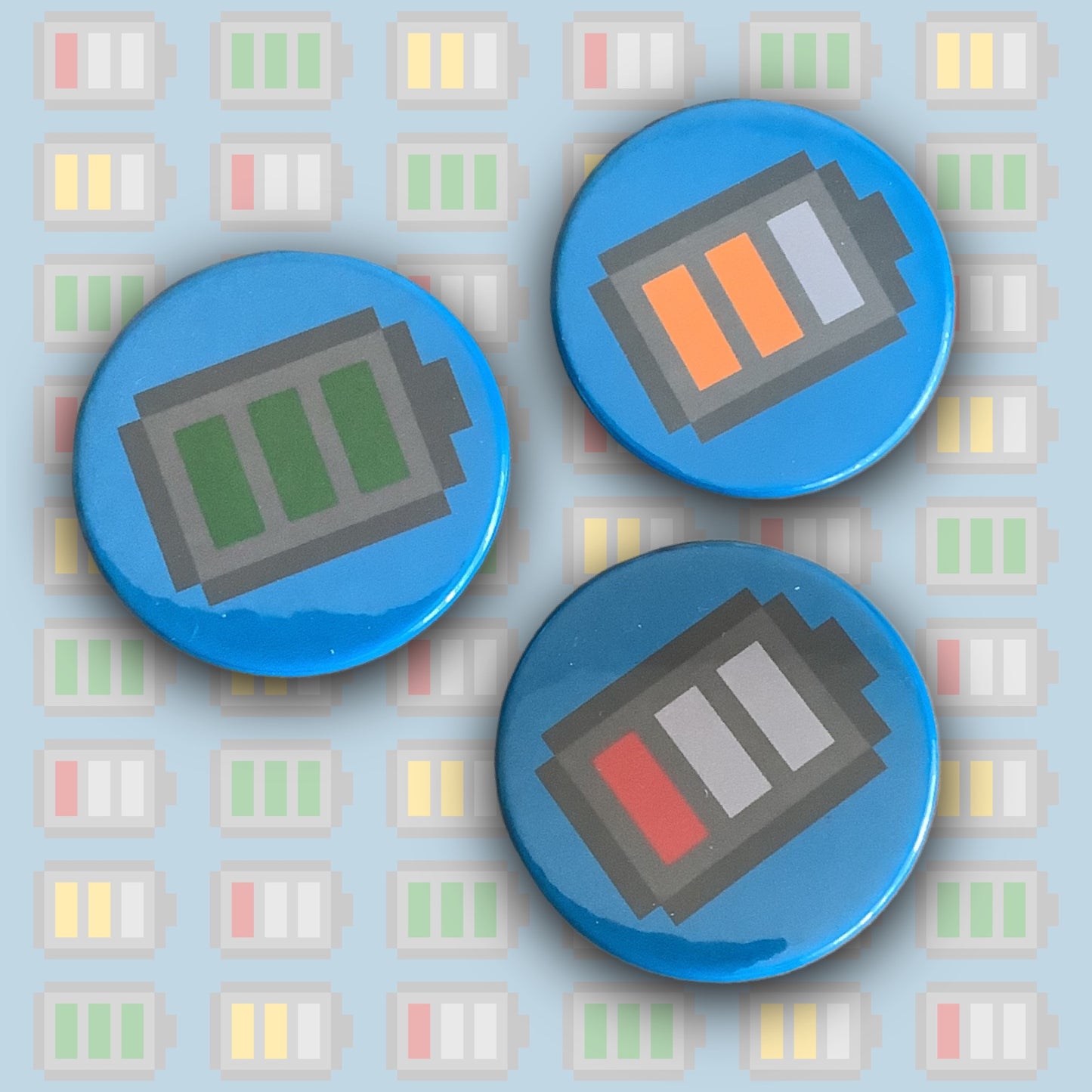 PIXEL BADGES - SET OF 3 BATTERY LEVELS