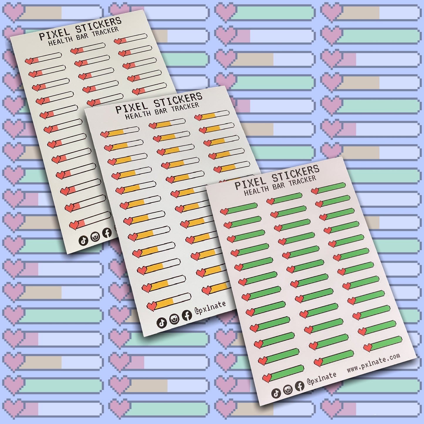 PIXEL HEALTH BAR TRACKER STICKER SHEET