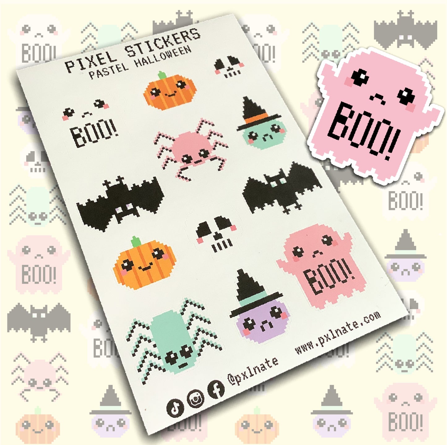 PIXEL PASTEL HALLOWEEN STICKER SHEET