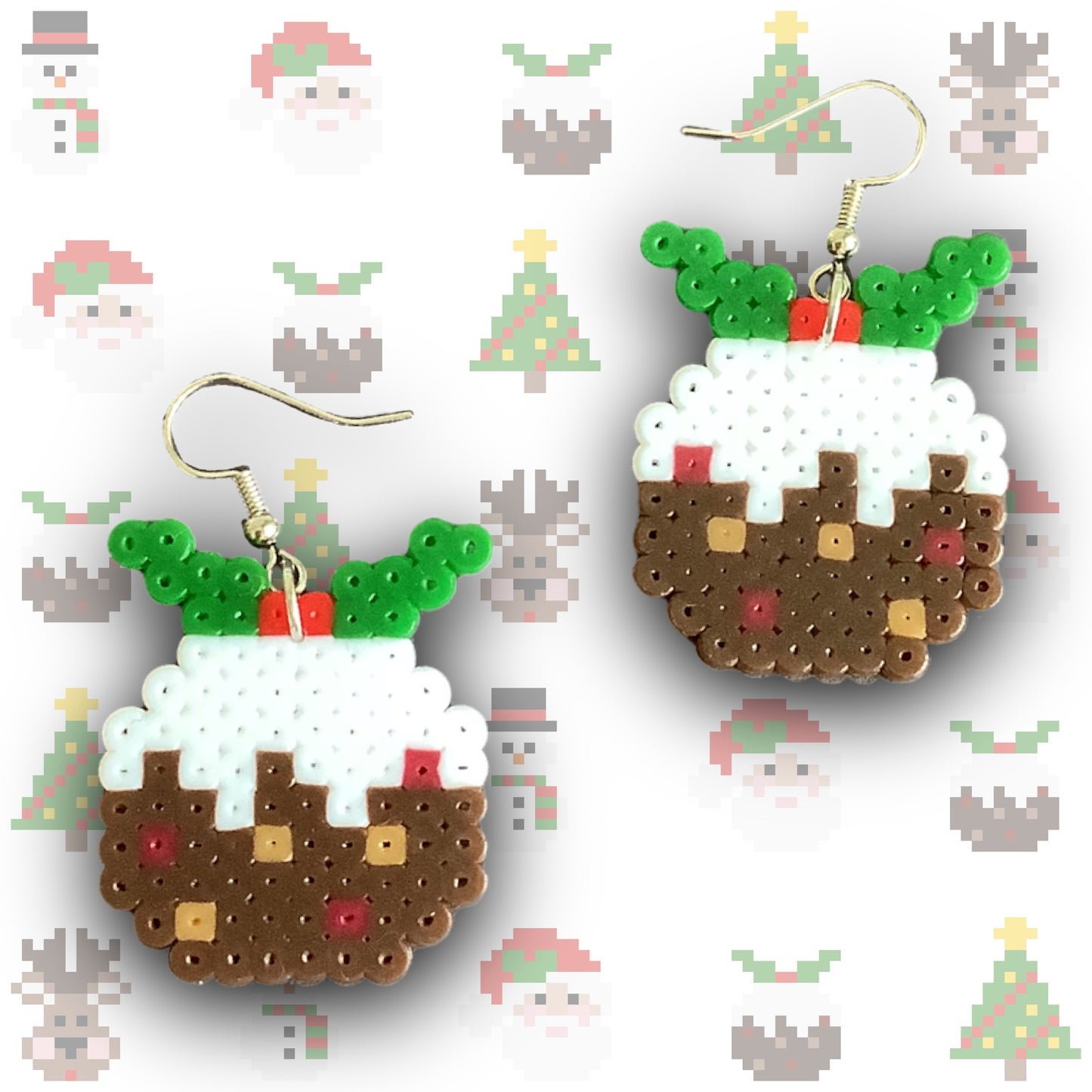 PIXEL CHRISTMAS PUDDING EARRINGS