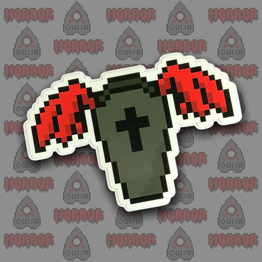 PIXEL WINGED COFFIN STICKER